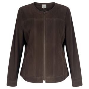 J. Jill Genuine Suede Leather Zip Jacket Walnut Brown Size S